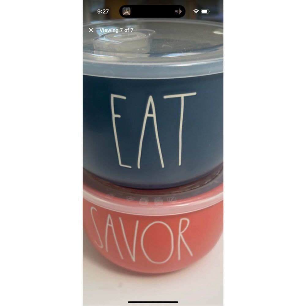 Rae Dunn Set Of 2 Bowls Savor Eat Food Storage